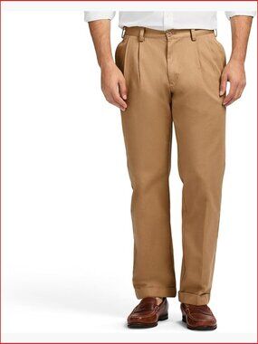 Classic Fit Double Pleated Chino Pants - 100% Cotton Wrinkle-Free